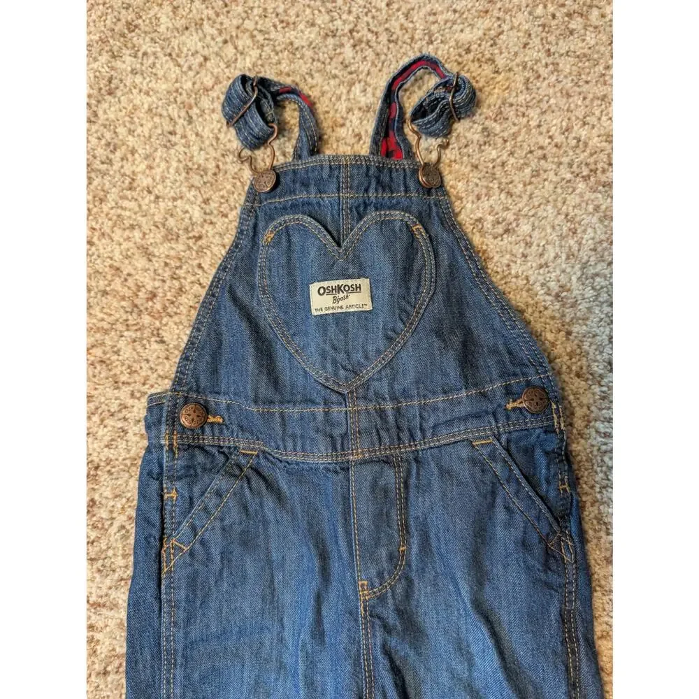 OshKosh B’gosh Kids Denim Overalls Size 3T Classic Blue Jeans Bib Overalls Lined